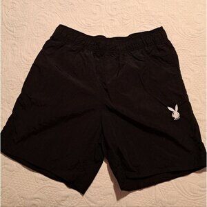 Pacsun Playboy men's size Medium black light weight shorts, no liners, VGUC